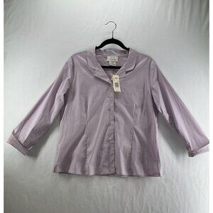 Field Manor Modern Classic Shirt Womens 14 Long Sleeves Button Up Collared Lilac
